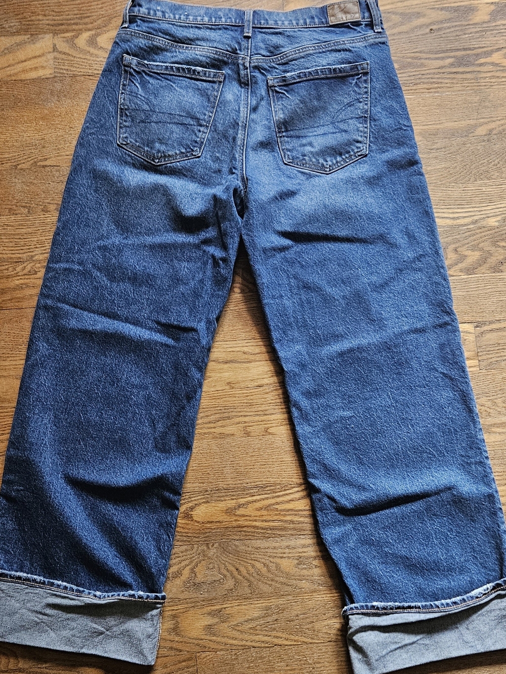 American Eagle Outfitters Cuffed Blue Straight-Leg Jeans - Picture 3 of 5